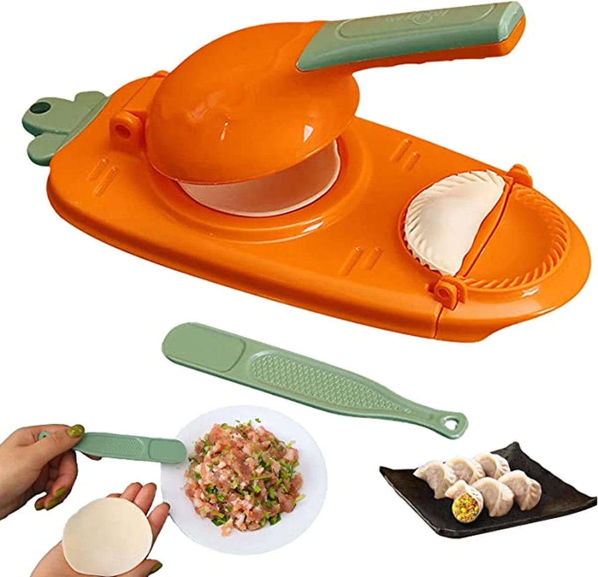Pymiq® Dumpling Maker 2 In 1 - Multifunctioneel - Deeg Pers & Knoedelvorm - Keuken Accessoires - Ook Voor Pastei, Empanada En Ravioli - Dumplings Machine - Maak Eenvoudig Zelf Je Dumplings - Oranje 2 Pymiq® Dumpling Maker 2 In 1 - Multifunctioneel - Deeg Pers & Knoedelvorm - Keuken Accessoires - Ook Voor Pastei, Empanada En Ravioli - Dumplings Machine - Maak Eenvoudig Zelf Je Dumplings - Oranje - Afbeelding 2