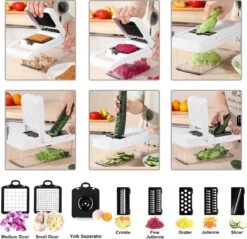 Groentesnijder - Mandoline - Keukenhulp - Stevig Materiaal - Raspen - Snijder - Dooierscheider - Alle Mogelijke Snij Opties - Vergiet - Grote Opvang Bak - Extra Uitgebreid - Handig Wisselsysteem -Merkloos Winkel 1200x1159 6