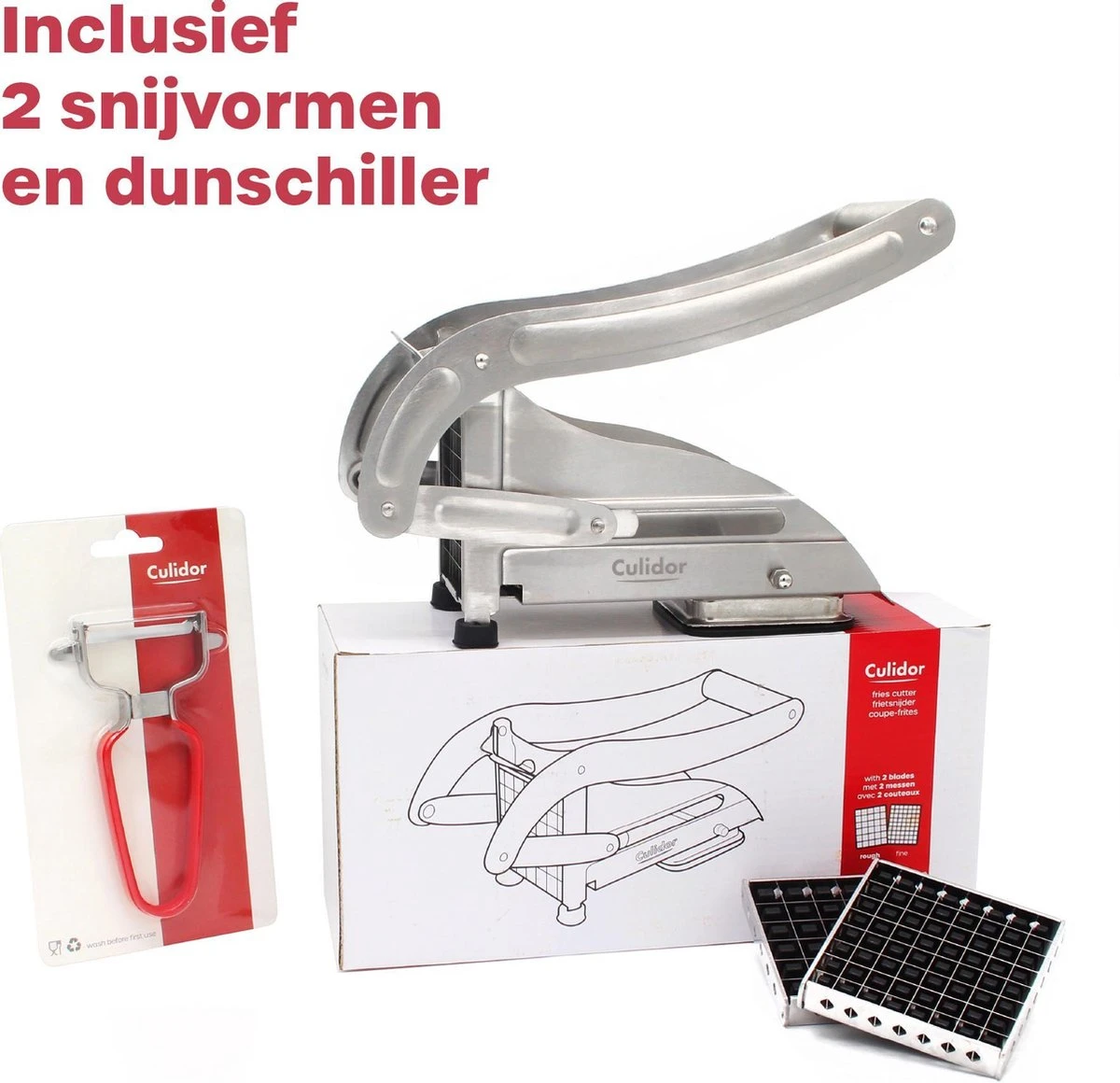 Culidor Frietsnijder - Patatsnijder - Fritessnijder - RVS - 2 Snijvormen 1 Culidor Frietsnijder - Patatsnijder - Fritessnijder - RVS - 2 Snijvormen