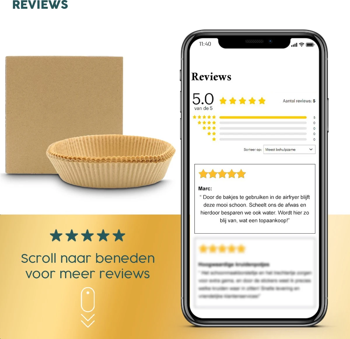 Gluxury Airfryer Bakpapier - 100 Stuks - Wegwerpbakjes Voor Airfryer XL En XXL - Inc. E-book - 20cm 8 Gluxury Airfryer Bakpapier - 100 Stuks - Wegwerpbakjes Voor Airfryer XL En XXL - Inc. E-book - 20cm - Afbeelding 8