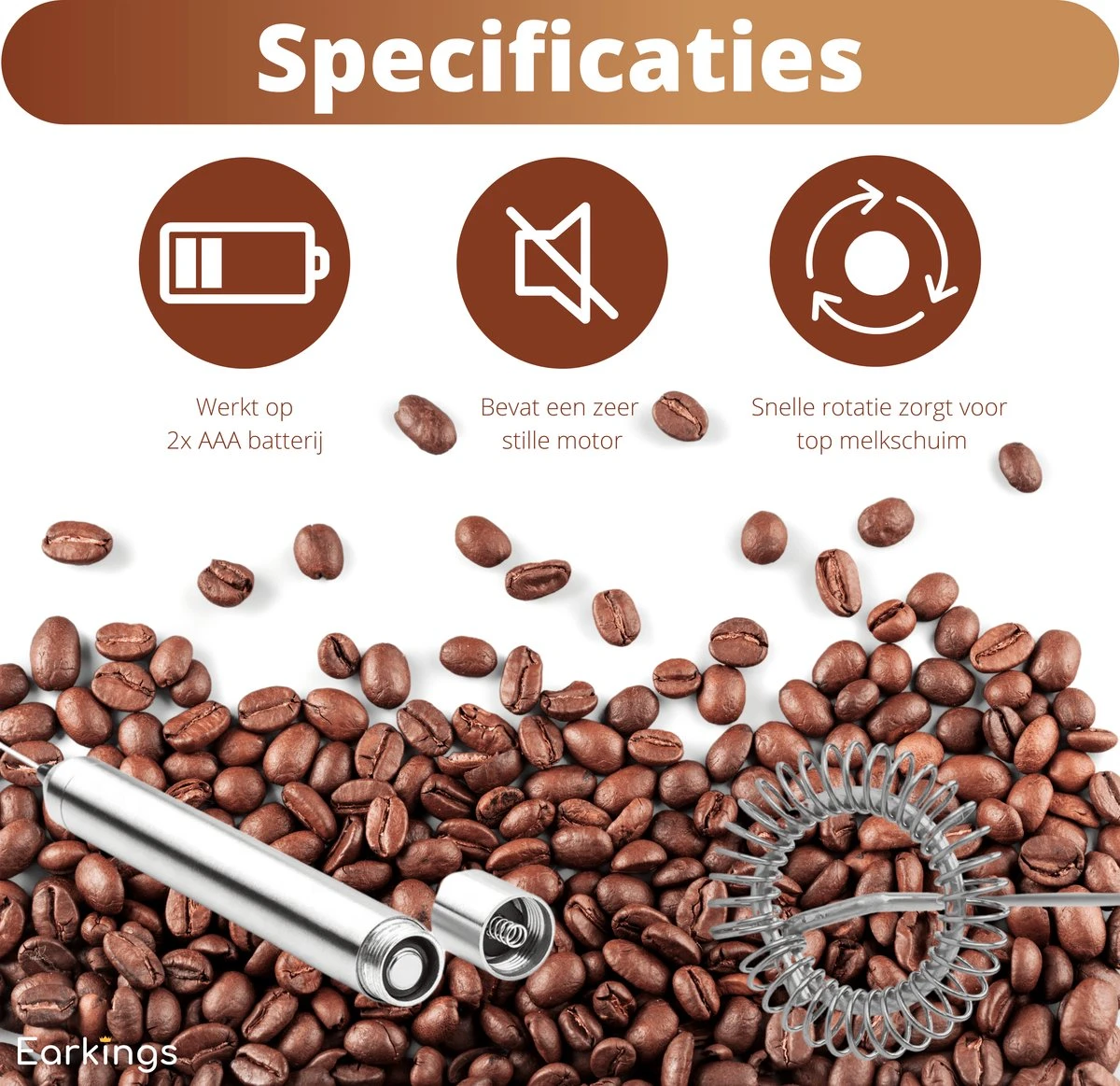 Melkopschuimer Voor Perfect Melkschuim - Melkopschuimer Elektrisch - Melkschuimer Van RVS - Melkopschuimer Handmatig EarKings 9 Melkopschuimer Voor Perfect Melkschuim - Melkopschuimer Elektrisch - Melkschuimer Van RVS - Melkopschuimer Handmatig EarKings - Afbeelding 9