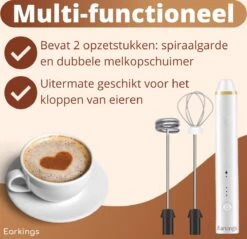 Premium Melkopschuimer Earkings - Melkschuimer Oplaadbaar Met Meegeleverde USB Kabel - Inclusief 2 Opzetstukken - Melkopschuimer Elektrisch Wit -Merkloos Winkel 1200x1163 29