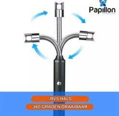 Merkloos Papillon - Lange Elektrisch Aansteker - USB Oplaadbaar - Flexibele Aansteker - Gasfornuis - Kaarsjes - BBQ - Zwart -Merkloos Winkel 1200x1165 15