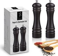 Shasim Volledige Set Zout En Pepermolen - 2 Stuks - Zwart