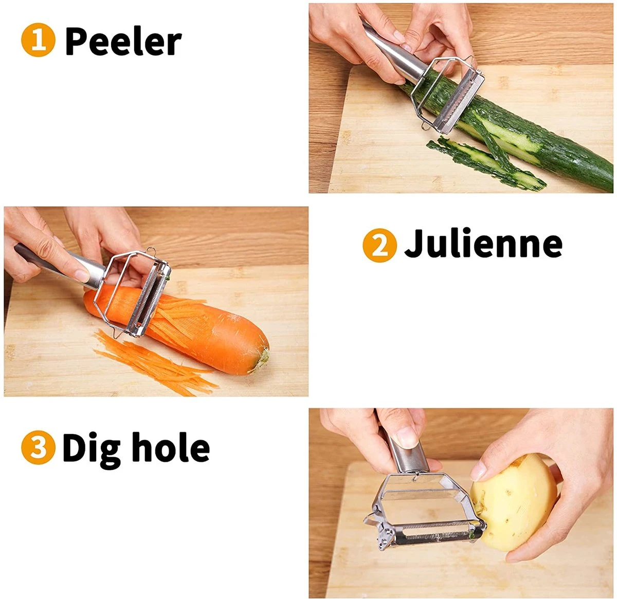 Merkloos Dunschiller - Julienne & Groenteschiller - Groentesnijder - Uiensnijder - Spiraalsnijder - Sliertensnijder - Multifunctionele 3 Merkloos Dunschiller - Julienne & Groenteschiller - Groentesnijder - Uiensnijder - Spiraalsnijder - Sliertensnijder - Multifunctionele - Afbeelding 3