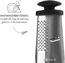 Boska Trio Formaggio - Tafelrasp Met 3 Raspmethodes - Multifunctioneel - Zilver/Zwart -Merkloos Winkel 1200x1166 11