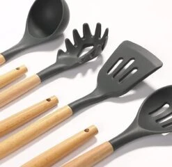 IGOODS - Keukengerei Sets Siliconen - 12-Delig Kookgerei Sets - Siliconen Inclusief Gebruiksvoorwerpen Houders - Antikleef Anti-Kras Kookgerei - Keukengereedschap Met Houten Handvat -Donker Grijs 9 IGOODS - Keukengerei Sets Siliconen - 12-Delig Kookgerei Sets - Siliconen Inclusief Gebruiksvoorwerpen Houders - Antikleef Anti-Kras Kookgerei - Keukengereedschap Met Houten Handvat -Donker Grijs -Merkloos Winkel 1200x1166 13