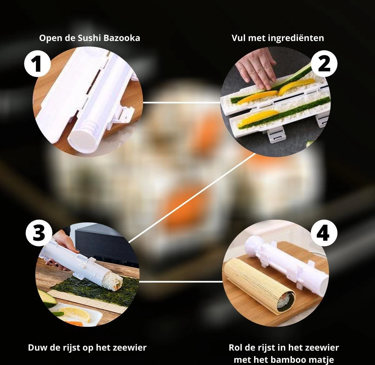 XXL Sushi Set - Sushi Maken- Sushi Maker - Milieuvriendelijk - Sushi Bazooka Kit - Inclusief Online Sushi Kookboek En Avocado Snijder - Wit 4 XXL Sushi Set - Sushi Maken- Sushi Maker - Milieuvriendelijk - Sushi Bazooka Kit - Inclusief Online Sushi Kookboek En Avocado Snijder - Wit - Afbeelding 4
