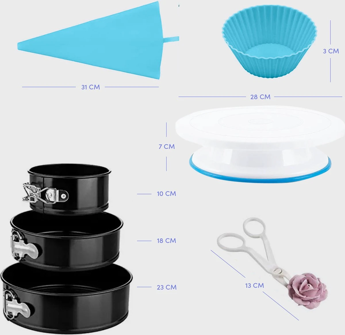 Merkloos Taart Decoratie Bakset - 407 Delig - Spuitzak Met Spuitmondjes - Taartplateau - Taartvorm - Taarttopper 6 Merkloos Taart Decoratie Bakset - 407 Delig - Spuitzak Met Spuitmondjes - Taartplateau - Taartvorm - Taarttopper - Afbeelding 6