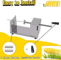 Uten - Spiraalsnijder Aardappel - Groente Slicer - Fruit Slicer - Frietsnijders - Voor Fruit, Aardappelen, Tornado Chips, Komkommers Of Wortels(RVS) -Merkloos Winkel 1200x1167 5