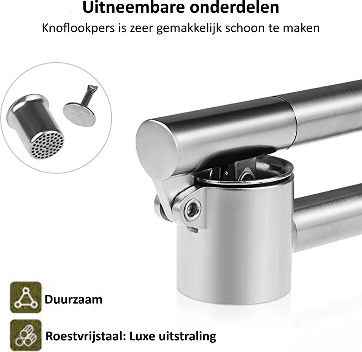 Knoflookpers - Gemberpers - RVS - Vaatwasserbestendig - Hoogwaardig Roestvrijstaal 10 Knoflookpers - Gemberpers - RVS - Vaatwasserbestendig - Hoogwaardig Roestvrijstaal - Afbeelding 10