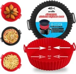 Merkloos Airfreyer Siliconen Bakje - Airfryer Bakvorm - Airfryer Accesoires - BPA Vrij - Airfyer Mandje - Alternatief Airfyer Bakpapier - 20 Cm