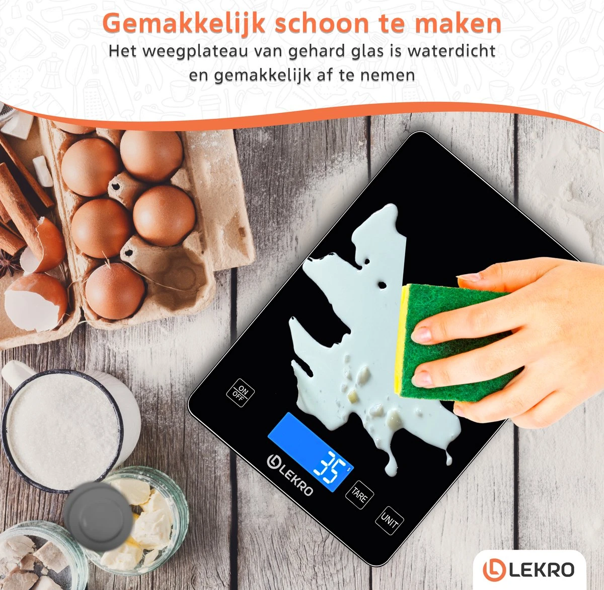 Lekro Digitale Precisie Keukenweegschaal – Weegschaal Keuken - 1gr-15kg – Tarra Functie - Zwart 6 Lekro Digitale Precisie Keukenweegschaal – Weegschaal Keuken - 1gr-15kg – Tarra Functie - Zwart - Afbeelding 6