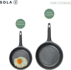 Sola Koekenpan Fair Cooking - Ø 28 Cm - Zwart/wit - Aluminium - Antiaanbaklaag -Merkloos Winkel 1200x1171 3