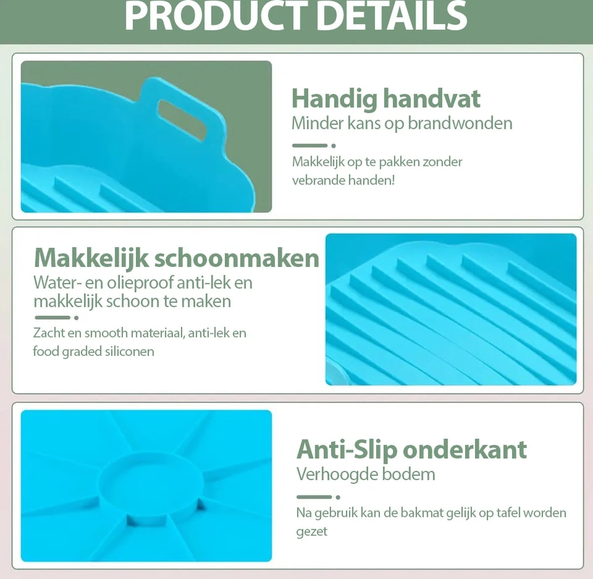 Consumerce® Premium Vierkante Siliconen Bakplaat Voor AirFryer XL Grijs (18cm) – AirFryer Accesoires – AirFryer Bakjes Siliconen – AirFryer Siliconen Bakje – AirFryer Bakpapier Siliconen – AirFryer Bakpapier XL – AirFryer Bakje AirFryer Bakvorm 5 Consumerce® Premium Vierkante Siliconen Bakplaat Voor AirFryer XL Grijs (18cm) – AirFryer Accesoires – AirFryer Bakjes Siliconen – AirFryer Siliconen Bakje – AirFryer Bakpapier Siliconen – AirFryer Bakpapier XL – AirFryer Bakje AirFryer Bakvorm - Afbeelding 5