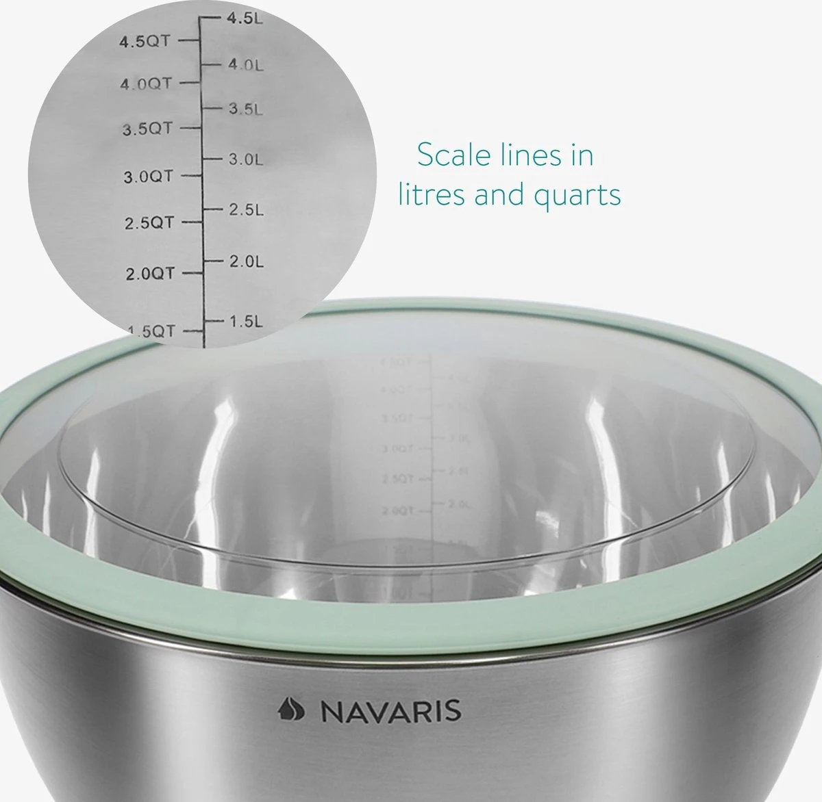 Navaris Roestvrijstalen Mengkom - Set Van 3 Kommen Met Deksel - Antislip Keukenschalen - Mintgroen 2 Navaris Roestvrijstalen Mengkom - Set Van 3 Kommen Met Deksel - Antislip Keukenschalen - Mintgroen - Afbeelding 2