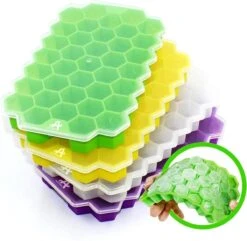 Axties - IJsblokjesvorm Met Deksel - Siliconen - Multicolor - 4 Stuks