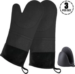 SWILIX ® Ovenwanten 2 Stuks - Ovenhandschoenen - Siliconen Ovenwant - Zwart