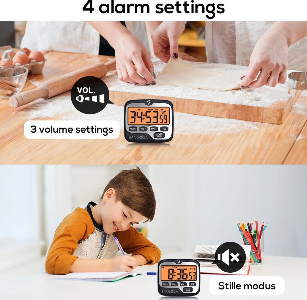 BanGosa® Magnetisch Digitale Kookwekker - Timer - RVS - Keukenwekker Digitaal - Digitale Keuken Timer - Stopwatch Met Magneet 5 BanGosa® Magnetisch Digitale Kookwekker - Timer - RVS - Keukenwekker Digitaal - Digitale Keuken Timer - Stopwatch Met Magneet - Afbeelding 5