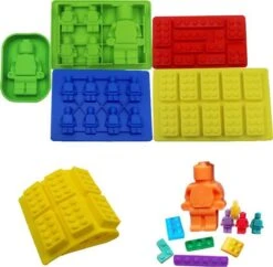 Merkloos TDR- Brick Robot Siliconen Ijsbakvormset - 5 Delig