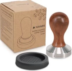Navaris Koffie En Espresso Tamper - Stamper Voor Het Aandrukken Van Gemalen Koffie - Van Roestvrij Staal Met Aluminium Handvat - Ø 51 Mm