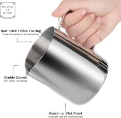 House Of Husk® Melkkan Met Art Pen - 350ml Melkopschuimkan - Zilver - Melkkannetje - Milk Pitcher - RVS - Barista Melkkan - Inclusief Latte Art Pen -Merkloos Winkel 1200x1174 27
