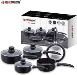 Herzberg HG-5003BK: 8 Pieces Marble Cookware Set - Black 8 Herzberg HG-5003BK: 8 Pieces Marble Cookware Set - Black -Merkloos Winkel 1200x1175 2