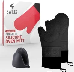 SWILIX ® Ovenwanten 2 Stuks - Ovenhandschoenen - Siliconen Ovenwant - Zwart -Merkloos Winkel 1200x1175