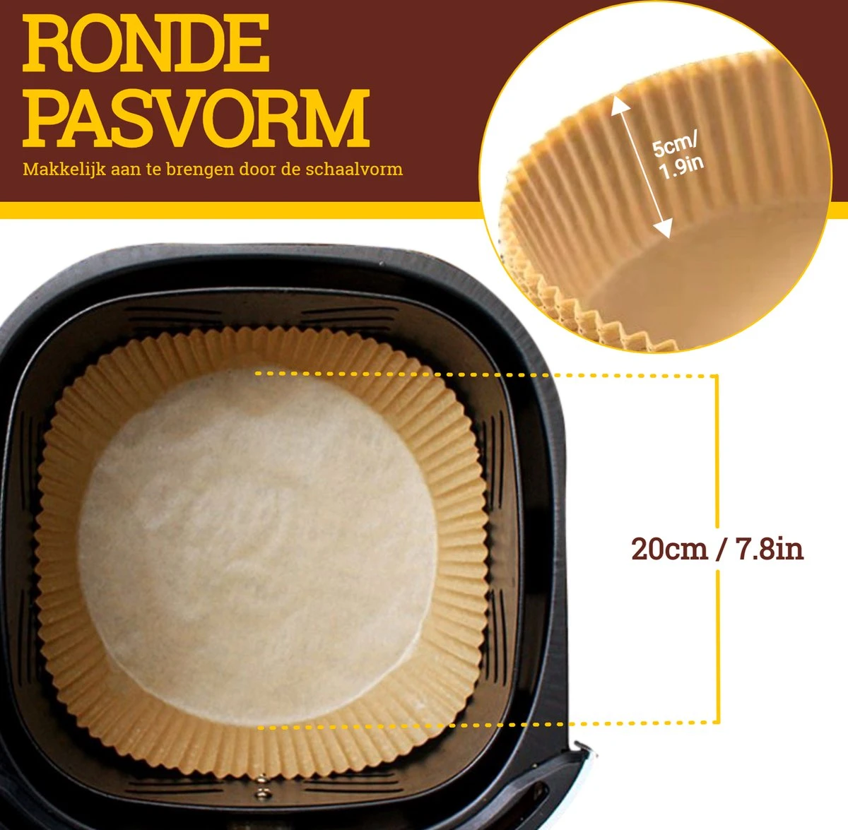 Beyeza Airfryer Bakpapier - Geschikt Voor Airfryer XL En XXL - Wegwerpbakjes - 20 Tot 23cm - 50 Stuks 8 Beyeza Airfryer Bakpapier - Geschikt Voor Airfryer XL En XXL - Wegwerpbakjes - 20 Tot 23cm - 50 Stuks - Afbeelding 8