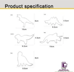 Koekjes Uitstekers RVS - 5-delige Set Dinosaurus - Koekjes Vormen - Cookie Cutter - Uitsteekvormpjes -Merkloos Winkel 1200x1176 33