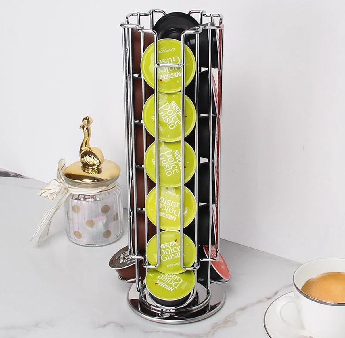 Dolce Gusto Cuphouder - Dolce Gusto Capsulehouder - Dolce Gusto - Capsulehouder Dolce Gusto - Draaibaar - Koffie - Zilver - 24 Capsules 6 Dolce Gusto Cuphouder - Dolce Gusto Capsulehouder - Dolce Gusto - Capsulehouder Dolce Gusto - Draaibaar - Koffie - Zilver - 24 Capsules - Afbeelding 6