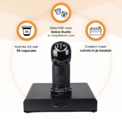 Capsulehouder Met Lade Dolce Gusto - Cups Houder Voor 36 Koffie Capsules - Capsulehouders - Incl. 4 Onderzetters - RVS - Zwart -Merkloos Winkel 1200x1177 37