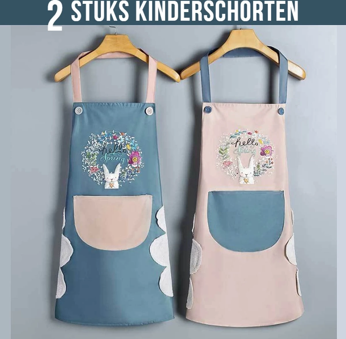 Merkloos 2 STUKS Kinderschorten Waterdicht En Oliebestendig Knutselschort Kookschort Keukenschort Voor Kinderen - Mix 1x Turquoise + 1x Rose - 70 X 70 Cm 1 Merkloos 2 STUKS Kinderschorten Waterdicht En Oliebestendig Knutselschort Kookschort Keukenschort Voor Kinderen - Mix 1x Turquoise + 1x Rose - 70 X 70 Cm