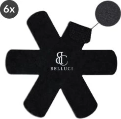 Belluci 6 Stuks Pannenbeschermer Zwart Met Anti Slip - Pannenonderzetter Hittebestendig - Pannen Beschermers Tussenlegger - Onderzetters - Ø38cm