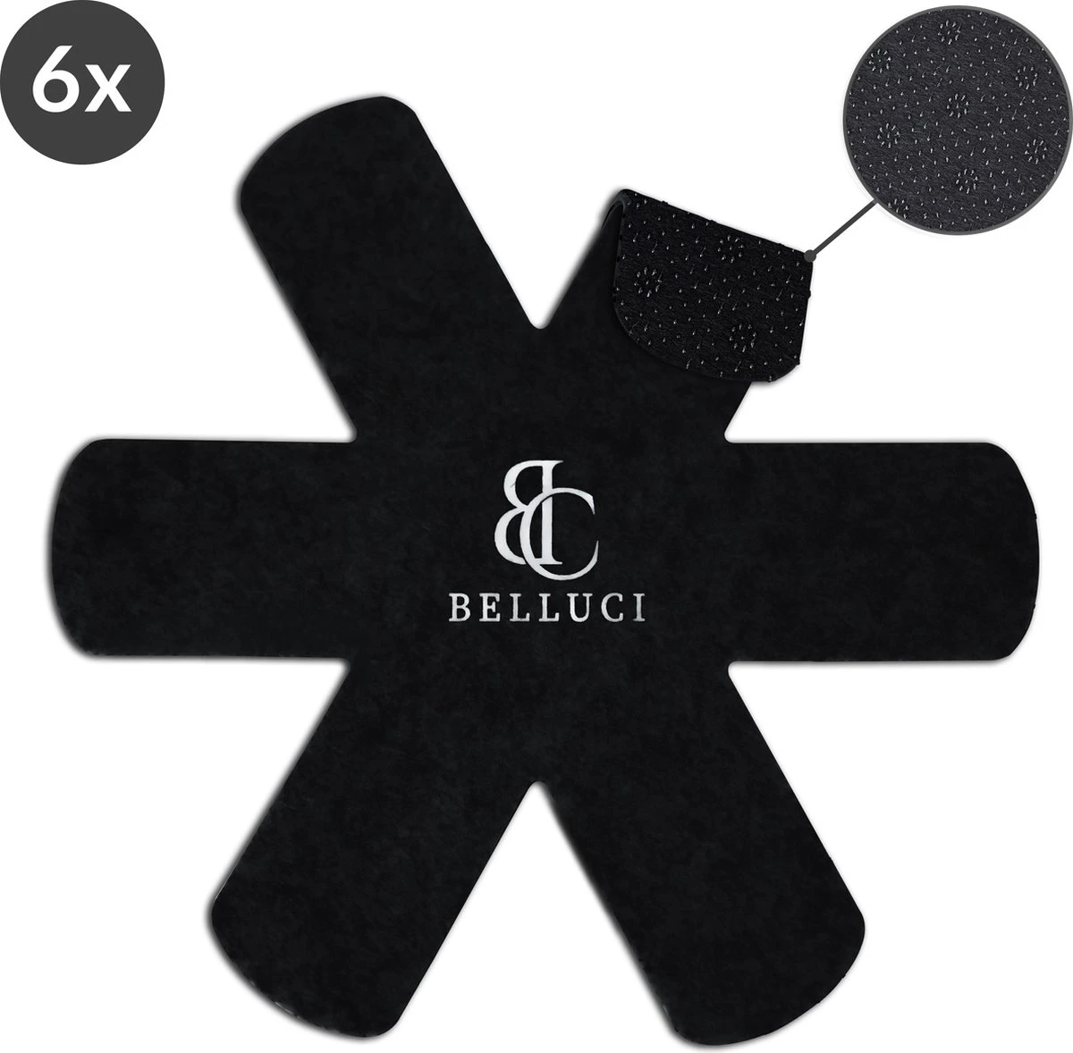 Belluci 6 Stuks Pannenbeschermer Zwart Met Anti Slip - Pannenonderzetter Hittebestendig - Pannen Beschermers Tussenlegger - Onderzetters - Ø38cm 1 Belluci 6 Stuks Pannenbeschermer Zwart Met Anti Slip - Pannenonderzetter Hittebestendig - Pannen Beschermers Tussenlegger - Onderzetters - Ø38cm