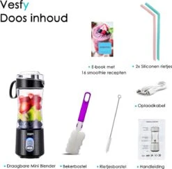 Blender To Go Met Bekerbostel En Gratis E-book - Incl. Rietjes - 380ml - USB Oplaadbaar - Mini Blender - Smoothie Maker - Mixer - Smoothie Blender -Merkloos Winkel 1200x1179 26