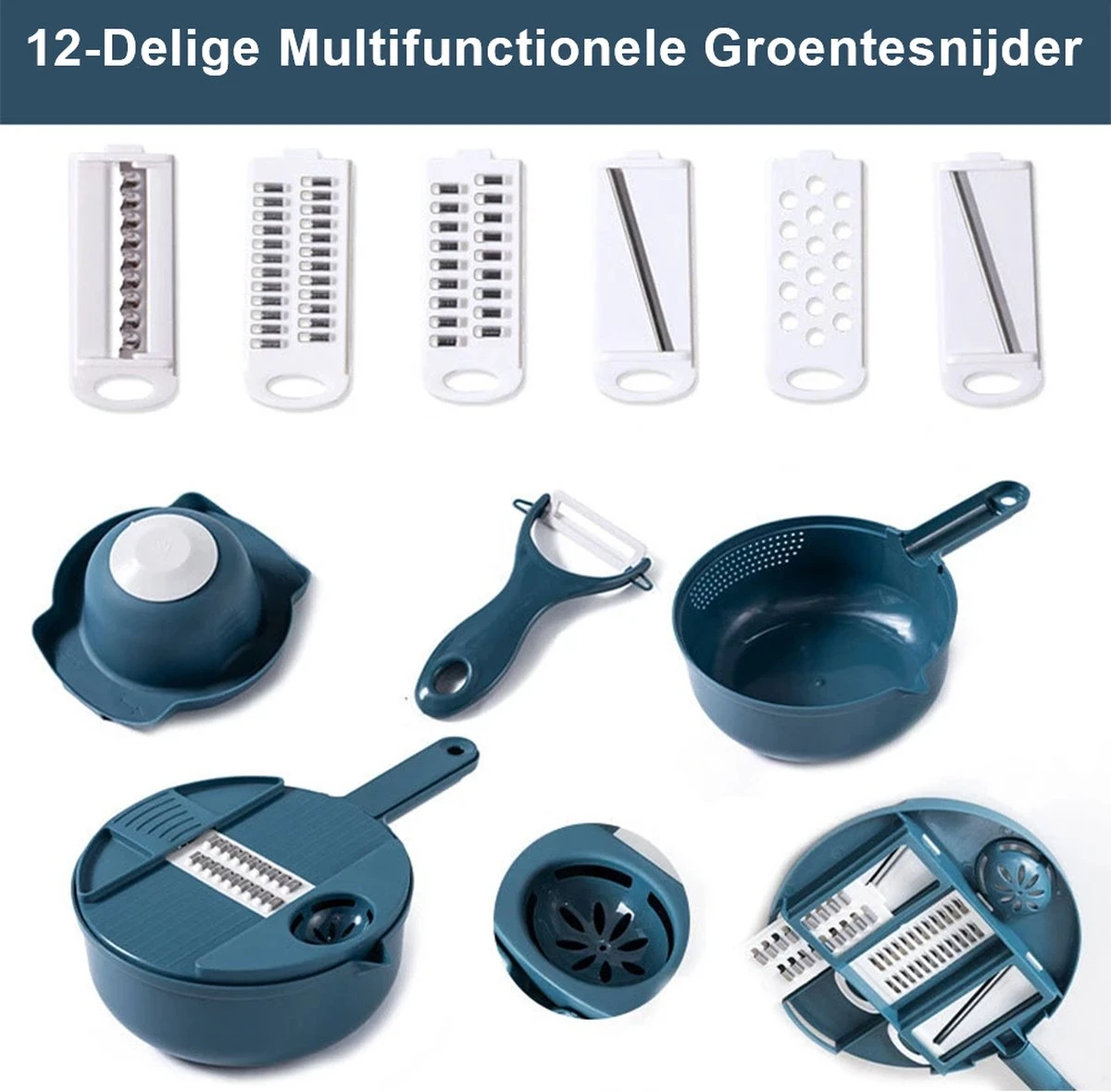 KitchenPrince Multifunctionele Groentesnijder - Mandoline Slicer Dicer - Groentesnijder - Uiensnijder - Fruitsnijder - Keukensnijder - Persen - Mandoline Keukensnijder - Fruitperser - Appelsnijder - Rasp 8 KitchenPrince Multifunctionele Groentesnijder - Mandoline Slicer Dicer - Groentesnijder - Uiensnijder - Fruitsnijder - Keukensnijder - Persen - Mandoline Keukensnijder - Fruitperser - Appelsnijder - Rasp - Afbeelding 8