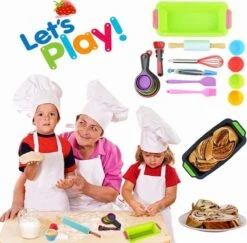 Kinderbakset 18 Delig - Bakset Voor Kinderen - Bakvorm - Bakvormen - Bakken - Cupcake Vormpjes - Cupcakes - Deegroller - Bakkwast - Bakspatel - Set