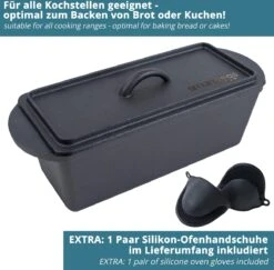 Cast Iron Bread Pan With Lid - Dutch Oven Box Pan Square - Cast Iron Baking Pan Rectangular +Oven Gloves 9 Cast Iron Bread Pan With Lid - Dutch Oven Box Pan Square - Cast Iron Baking Pan Rectangular +Oven Gloves -Merkloos Winkel 1200x1180 25