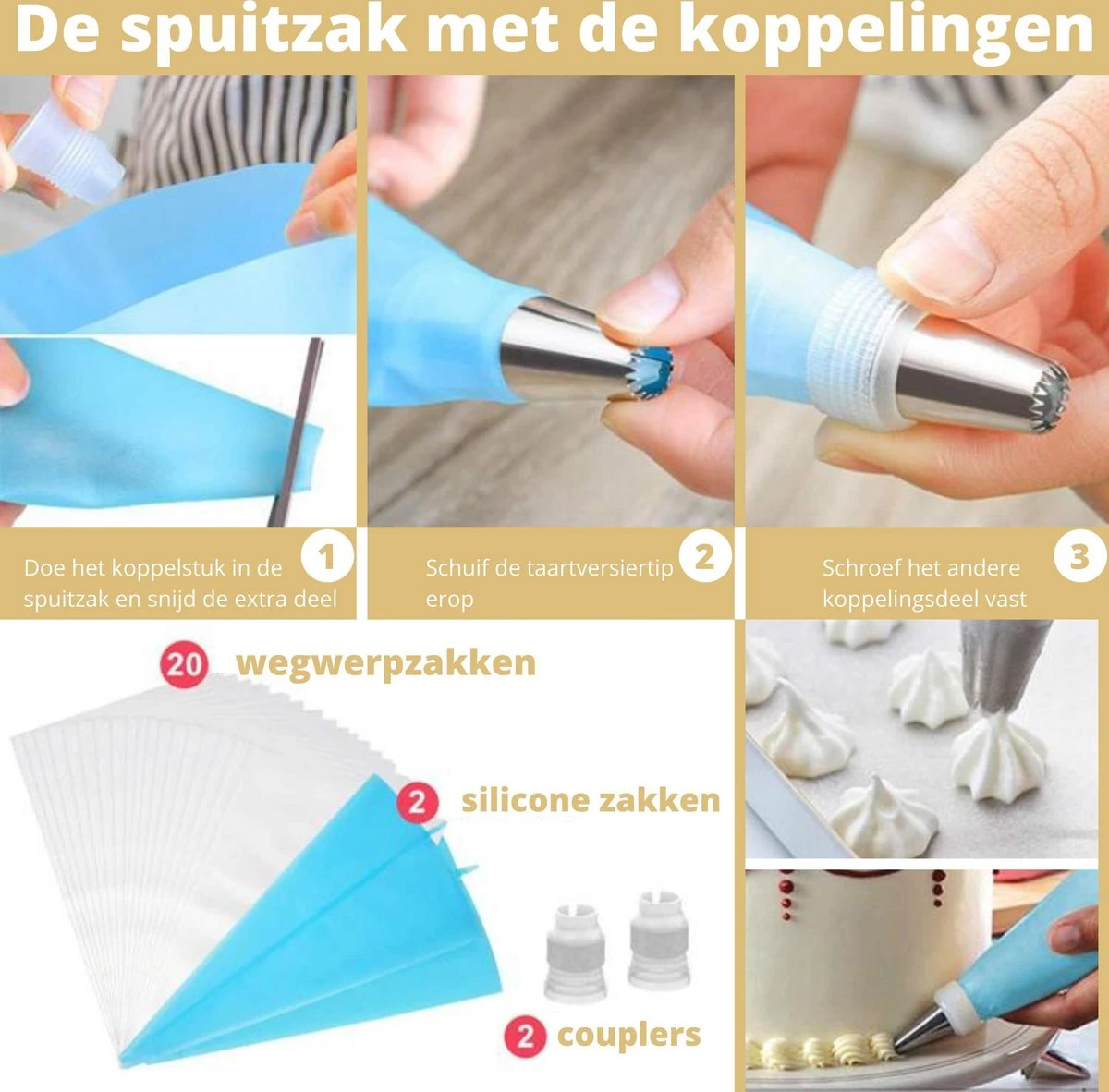 MaxedMore 106-Delige Luxe Taart Decoratie Set - Met E-Book - Benodigdheden Voor Het Decoreren Van Taarten En Cupcakes - Taartdecoratie Voor Verjaardag - Verjaardagstaart Versiering - Draaibaar Taartplateau Op Voet - Nylon En Wegwerp Spuitzak 3 MaxedMore 106-Delige Luxe Taart Decoratie Set - Met E-Book - Benodigdheden Voor Het Decoreren Van Taarten En Cupcakes - Taartdecoratie Voor Verjaardag - Verjaardagstaart Versiering - Draaibaar Taartplateau Op Voet - Nylon En Wegwerp Spuitzak - Afbeelding 3