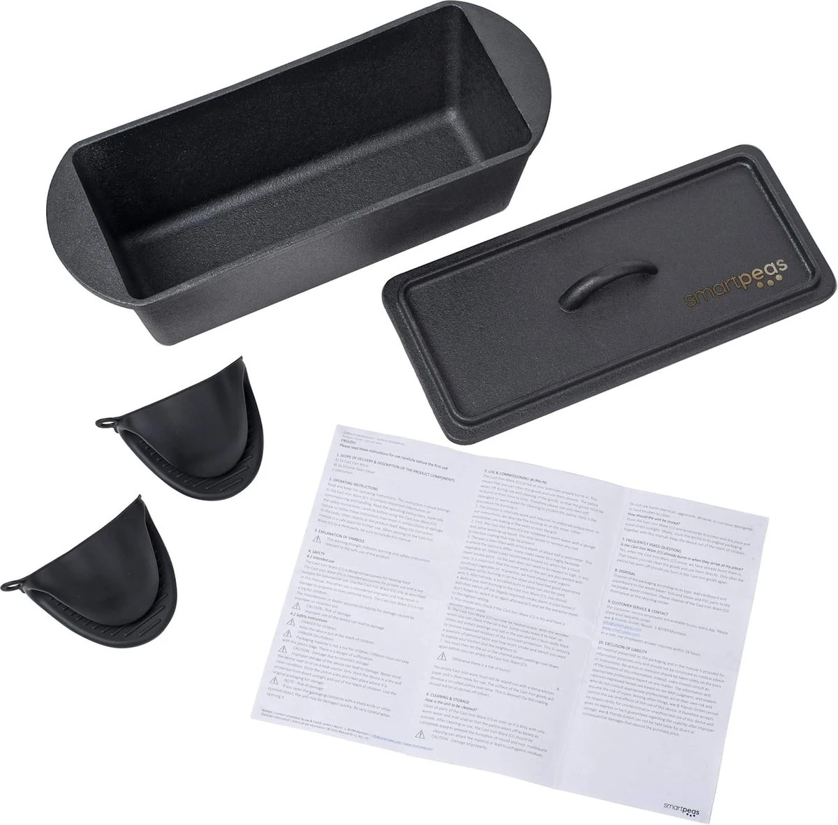 Cast Iron Bread Pan With Lid - Dutch Oven Box Pan Square - Cast Iron Baking Pan Rectangular +Oven Gloves 2 Cast Iron Bread Pan With Lid - Dutch Oven Box Pan Square - Cast Iron Baking Pan Rectangular +Oven Gloves - Afbeelding 2