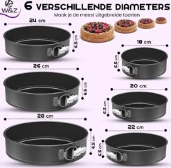W&Z 6-delige Bakvorm Set - Springvorm - Cakevorm - Bakvormen - Taartvorm - 60 Bakpapieren -Merkloos Winkel 1200x1183 23