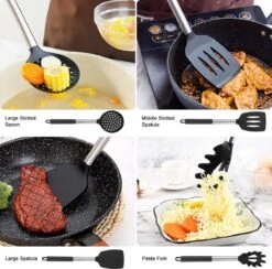 Merkloos Keukengerei Set Met Houder 12-delig - Siliconen – Ophangbaar - Antiaanbak Laag – Hittebestendig En BPA Vrij - Zwart -Merkloos Winkel 1200x1184 11