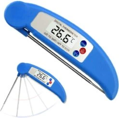 Merkloos Voedselthermometer | Digitale Kookthermometer | Vleesthermometer | BQQ Thermometer | Inklapbare Kookthermometer Sonde -50°C Tot 300°C | Blauw