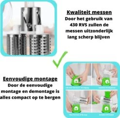 Mandoline Groentesnijder- Slicer Dicer - Rasper - Keukensnijder - Kaasrasp – Trommelrasp - Blauw -Merkloos Winkel 1200x1184 5