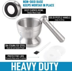 BOTC Vijzel Met Stamper – RVS – Geschikt Voor Specerijen, Kruiden, Knoflook - Sliver -Merkloos Winkel 1200x1185 10