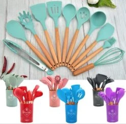 12-delige Itagala Siliconen Keukengerei Set Met Koker |Anti Aanbak | Hoge Kwaliteit Kookgerei Met Houten Handvatten | Pink | BPA En Kras Vrij -Merkloos Winkel 1200x1185 7