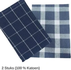 Theedoekenset Milano - Glazendoeken - 70x50 - Set Van 2 - Geblokt- Gestreept - 100% Katoen - Glazendoeken -Merkloos Winkel 1200x1186