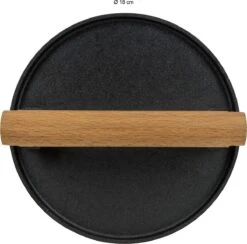 Krumble Hamburgerpers - Grillpers - Vleespers - Vleesverzwaarder - Grill Press - Barbecue Accessoires - Barbeque - Keukengerei - Kookgerei - Gietijzer - 18 X 18 X 7 Cm (lxbxh) - Zwart En Lichtbruin -Merkloos Winkel 1200x1187 17