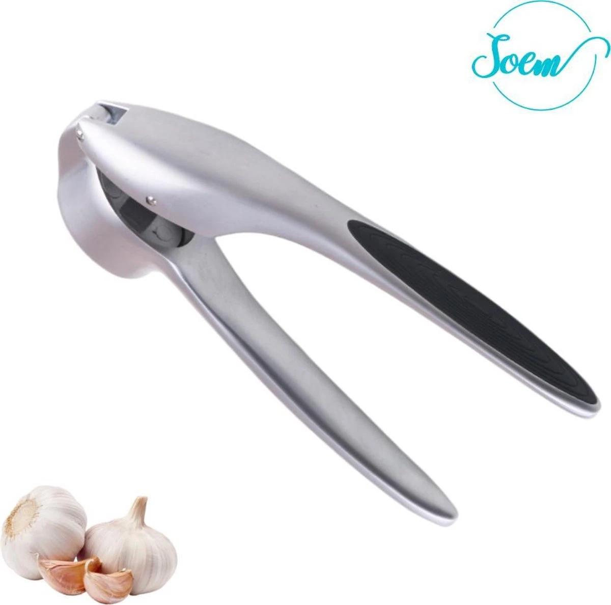 SOEM© Knoflookpers Met Ergonomische Handgreep Ook Geschikt Voor Gember - RVS - Horeca Kwaliteit - Ovaal 5 SOEM© Knoflookpers Met Ergonomische Handgreep Ook Geschikt Voor Gember - RVS - Horeca Kwaliteit - Ovaal - Afbeelding 5